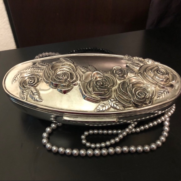 VTG Godinger Silver Plate Rose Jewelry Box Oval - Picture 2 of 10